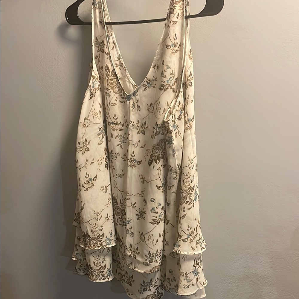 Lane Bryant Cream Asymmetrical Ruffled Tank Top